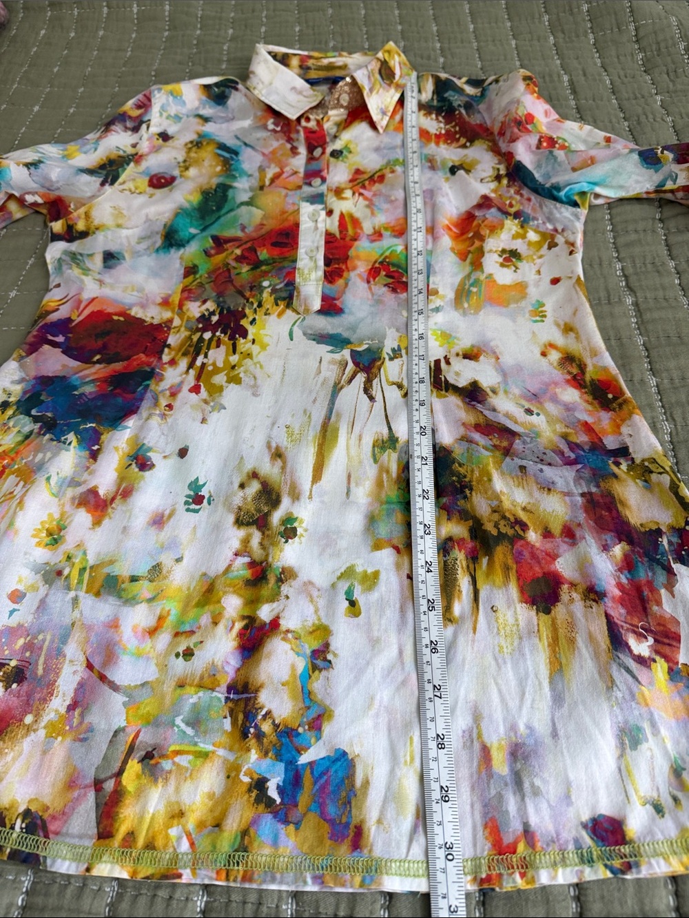 Georg Roth Los Angeles Watercolor Floral Cotton Tunic Top M Artsy Boho - Picture 6 of 8